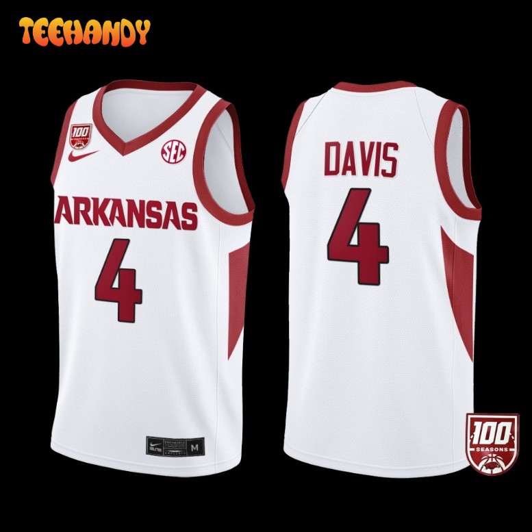 Arkansas Razorbacks Davonte Davis White 100 Season College Basketball Jersey