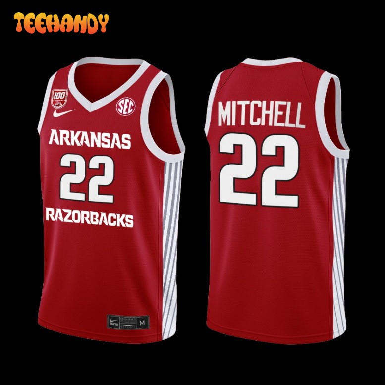 Arkansas Razorbacks Makhel Mitchell Red College Basketball 100 Season Jersey
