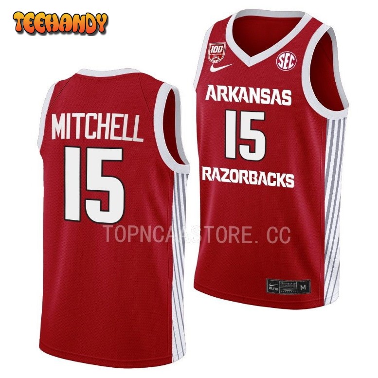 Arkansas Razorbacks Makhi Mitchell 2023 Red 100 Season College Basketball Jersey