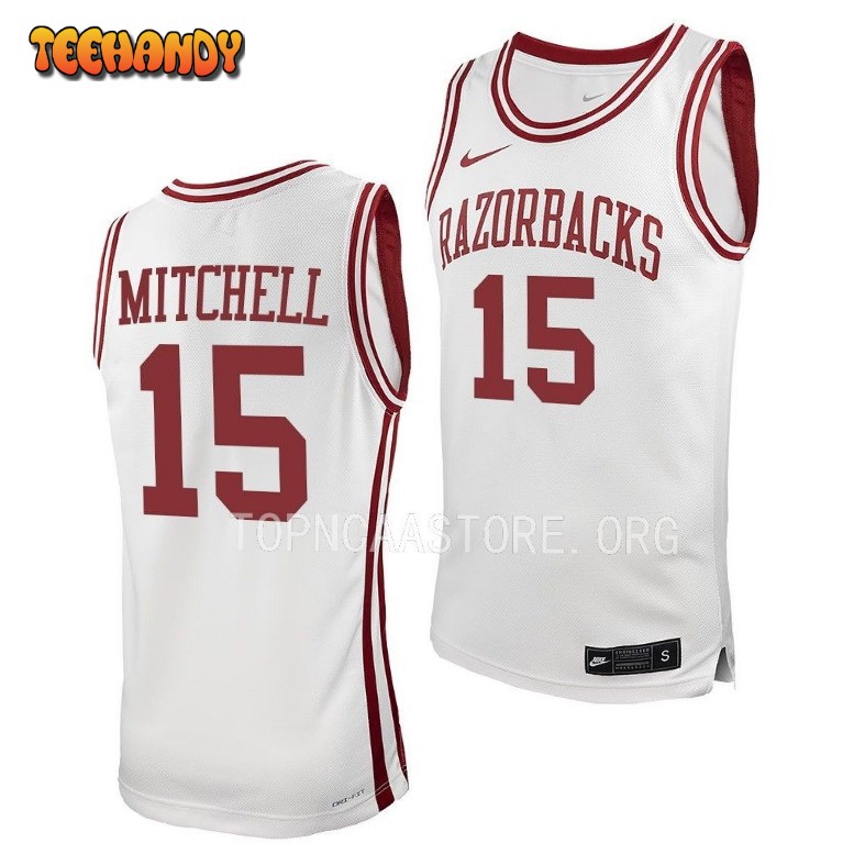 Arkansas Razorbacks Makhi Mitchell 2023 White College Basketball Jersey