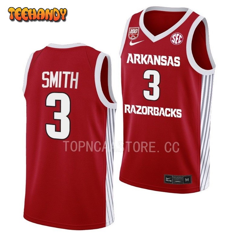 Arkansas Razorbacks Nick Smith Jr 2023 Red 100 Season College Basketball Jersey