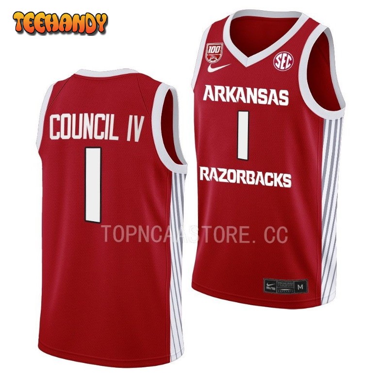 Arkansas Razorbacks Ricky Council IV 2023 Red 100 Season College Basketball Jersey