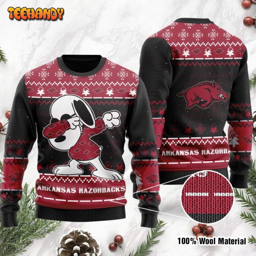 Arkansas Razorbacks Snoopy Dabbing Holiday Party Ugly Christmas Sweater