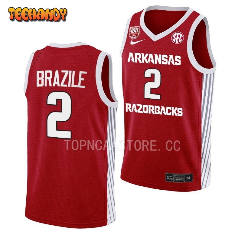 Arkansas Razorbacks Trevon Brazile 2023 Red 100 Season College Basketball Jersey