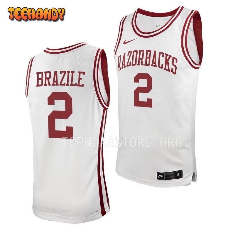 Arkansas Razorbacks Trevon Brazile 2023 White College Basketball Jersey