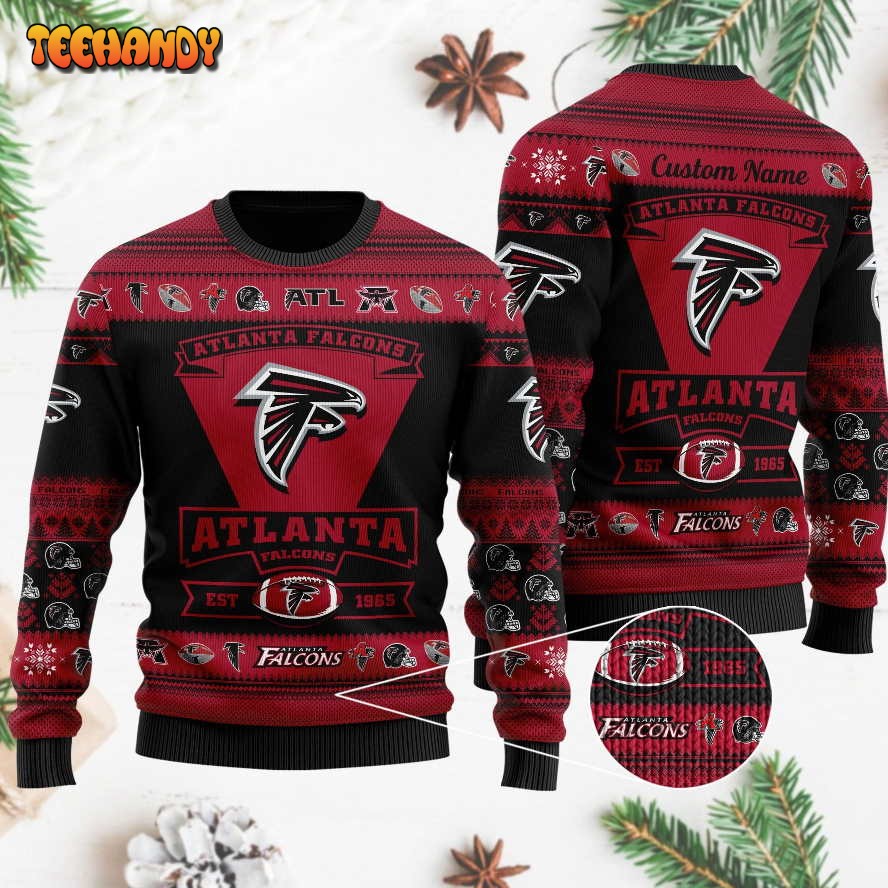 Atlanta Falcons Football Team Logo Custom Name Personalized Ugly Sweater