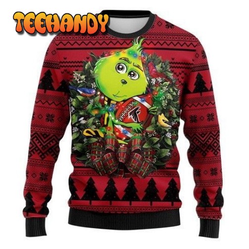 Atlanta Falcons Grinch Hug Ugly Christmas Sweater, All Over Print Sweatshirt