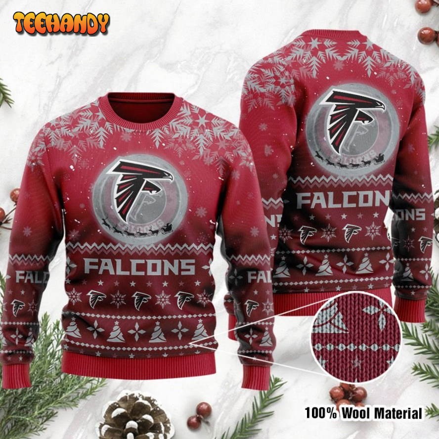 Atlanta Falcons Santa Claus In The Moon Ugly Christmas Sweater, Ugly Sweater