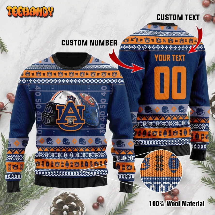 Auburn Tigers Custom Name & Number Personalized Ugly Christmas Sweater