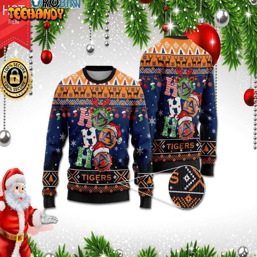 Auburn Tigers Ho Ho Ho 3D Print Christmas Wool Sweater, Ugly Sweater