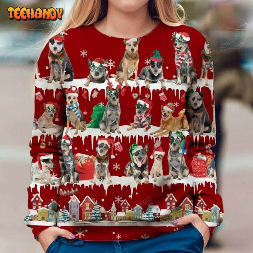 Australian Cattle Dog Snow Christmas Ugly Sweater, Ugly Sweater