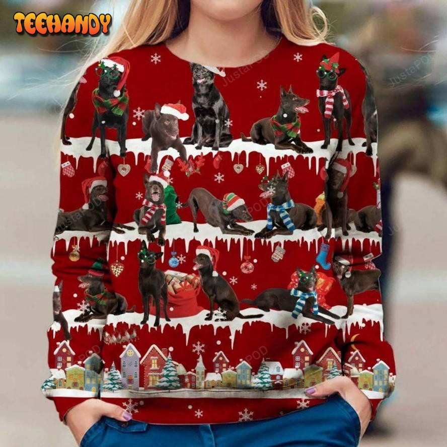 Australian Kelpie Snow Christmas Ugly Sweater, Ugly Sweater