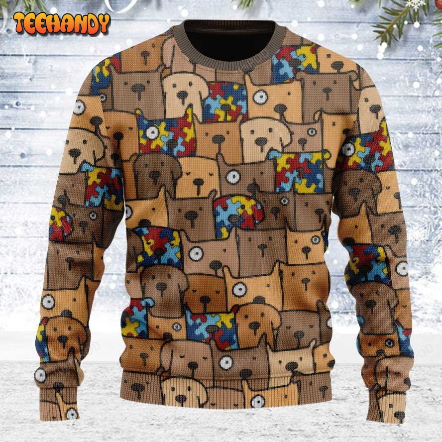 Autism Dog Ugly Christmas Sweater, All Over Print Sweatshirt, Ugly Sweater