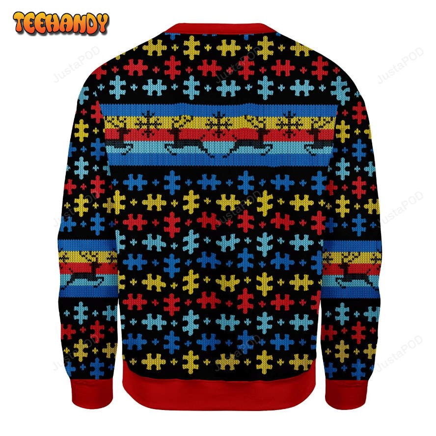 Autsim Ugly Christmas Sweater, All Over Print Sweatshirt, Ugly Sweater