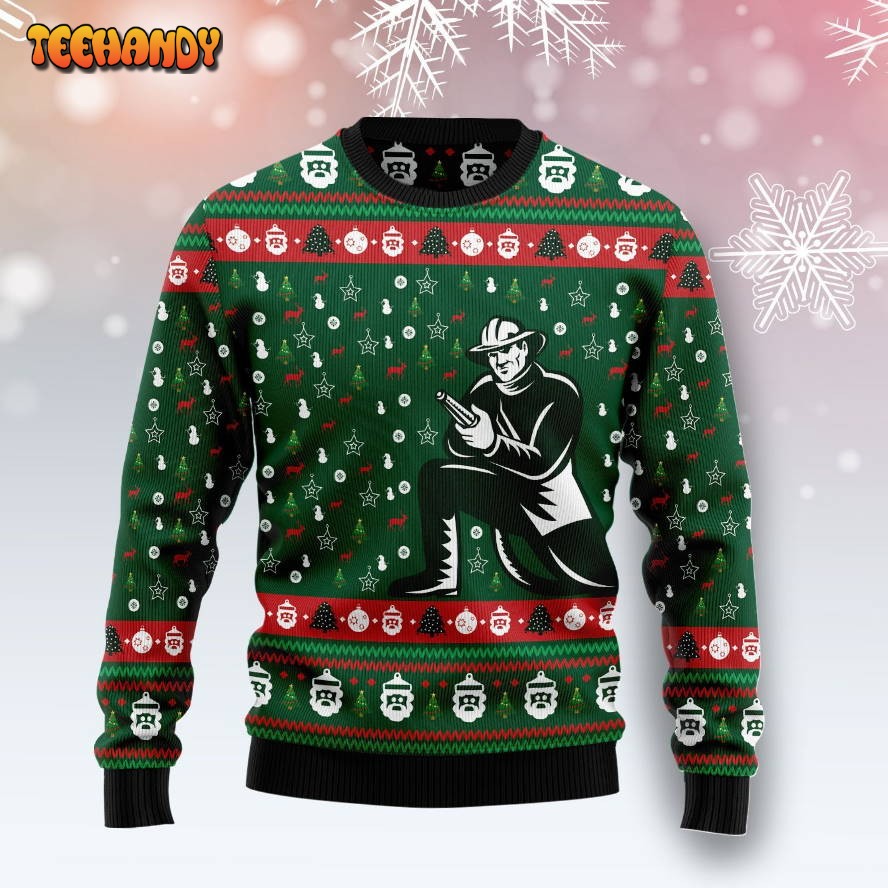 Awesome Firefighter Ugly Christmas Sweater, All Over Print Sweatshirt