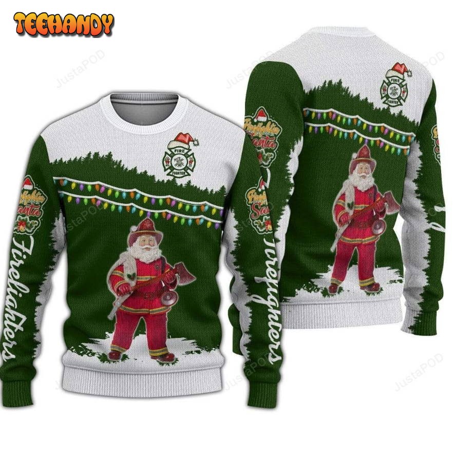 Awesome Santa Firefighter Ugly Christmas Sweater, All Over Print Sweatshirt