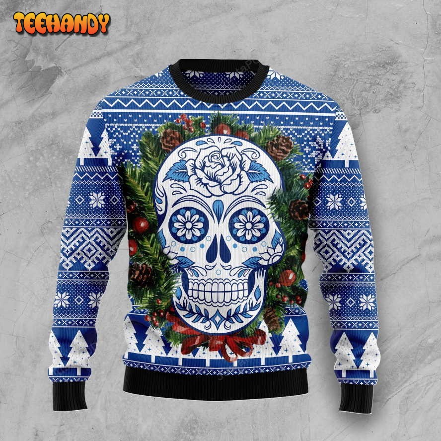 Awesome Sugar Skull Ugly Christmas Sweater, All Over Print Sweatshirt