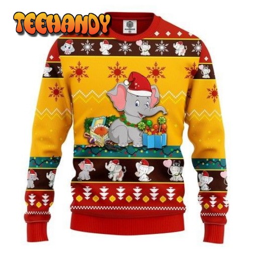 Baby Elephant Ugly Christmas Sweater, All Over Print Sweatshirt, Ugly Sweater