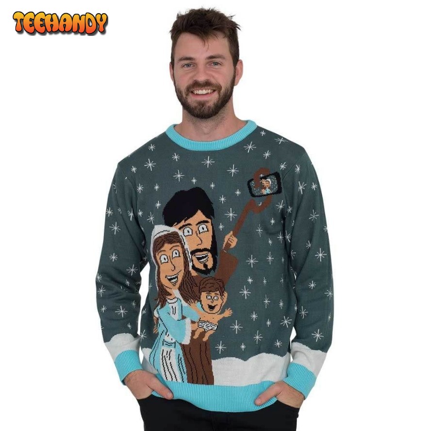 Baby Jesus Family Selfie For Unisex Ugly Christmas Sweater, Ugly Sweater