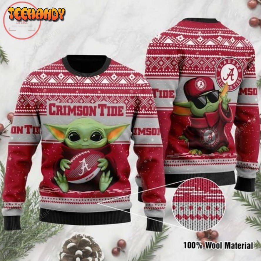 Baby Yoda Alabama Crimson Tide Christmas For Fans Ugly Christmas Sweater