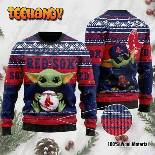 Baby Yoda Boston Red Sox Ugly Christmas Sweater, All Over Print Sweatshirt