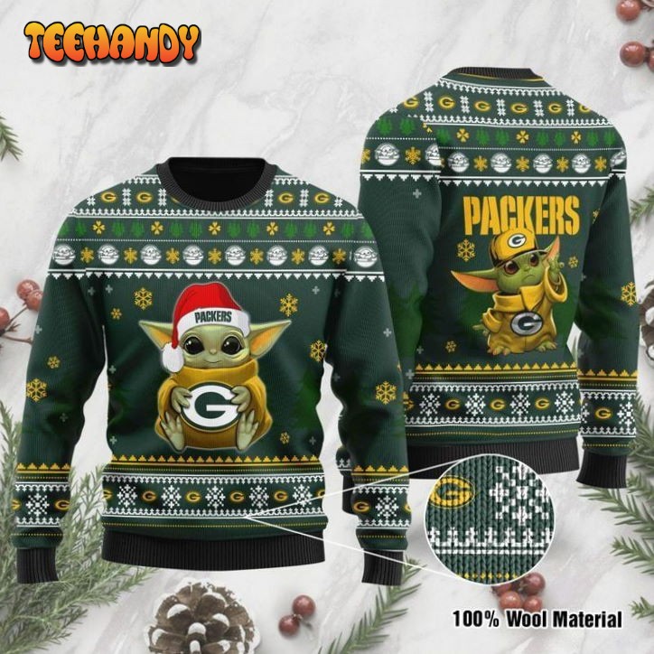 Baby Yoda Green Bay Packers For Fans Ugly Christmas Sweater, Ugly Sweater
