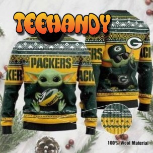 Baby Yoda Green Bay Packers Ugly Christmas Sweater, All Over Print Sweatshirt