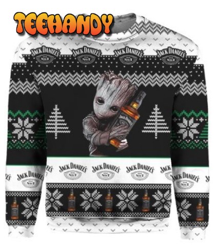 Baby Yoda Hug Jack Daniels Ugly Christmas Sweater, All Over Print Sweatshirt