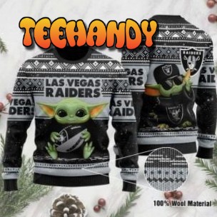 Baby Yoda Las Vegas Raiders Ugly Christmas Sweater, All Over Print Sweatshirt