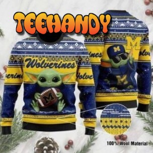 Baby Yoda Michigan Wolverines Ugly Christmas Sweater, All Over Print Sweatshirt