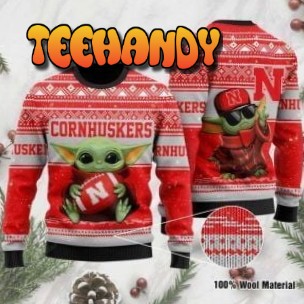 Baby Yoda Nebraska Cornhuskers Ugly Christmas Sweater, All Over Print Sweatshirt