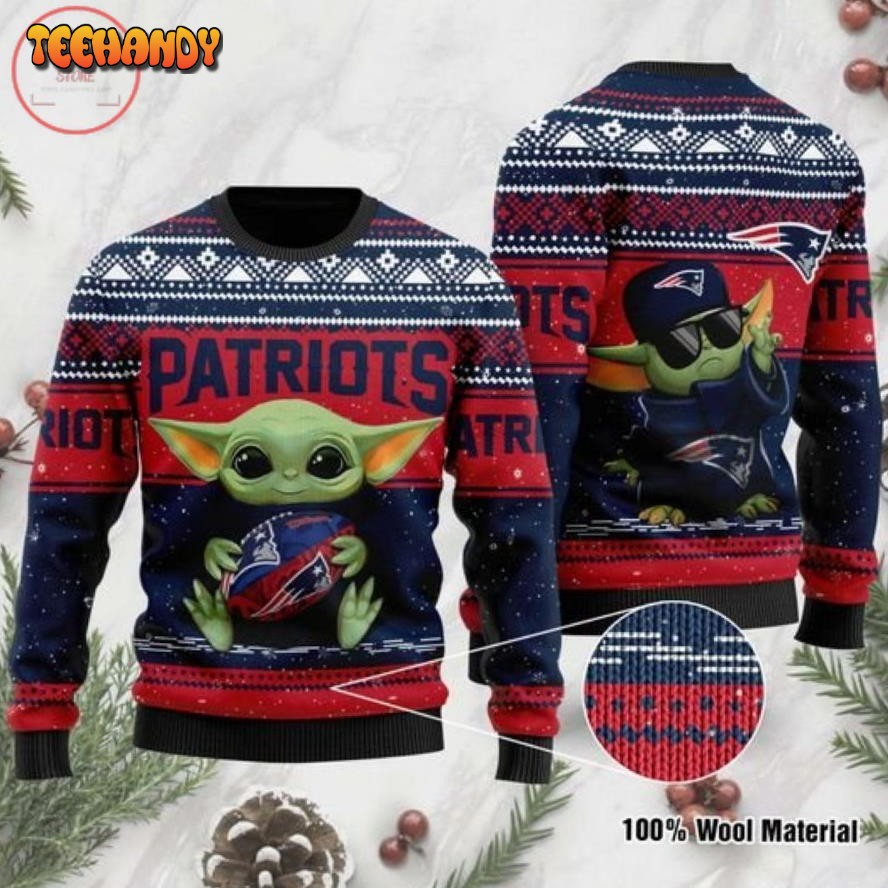Baby Yoda New England Patriots Christmas For Fans Ugly Christmas Sweater
