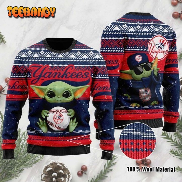 Baby Yoda New York Yankees Ugly Christmas Sweater, All Over Print Sweatshirt