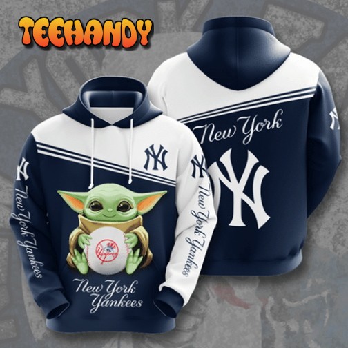 Baby Yoda New York Yankees Zip 3D Hoodie All Over Print