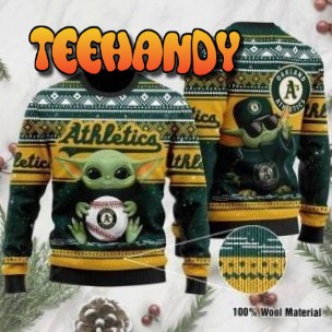 Baby Yoda Oakland Athletics Ugly Christmas Sweater, All Over Print Sweatshirt