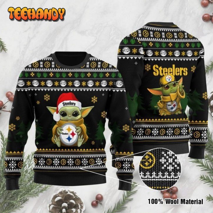 Baby Yoda Pittsburgh Steelers For Fans Ugly Christmas Sweater, Ugly Sweater
