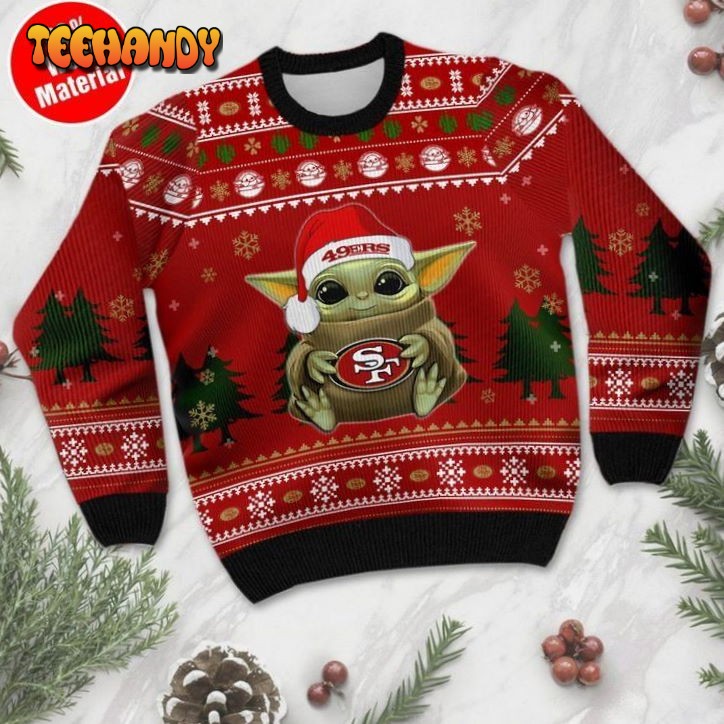 Baby Yoda San Francisco 49ers For Fans Ugly Christmas Sweater, Ugly Sweater