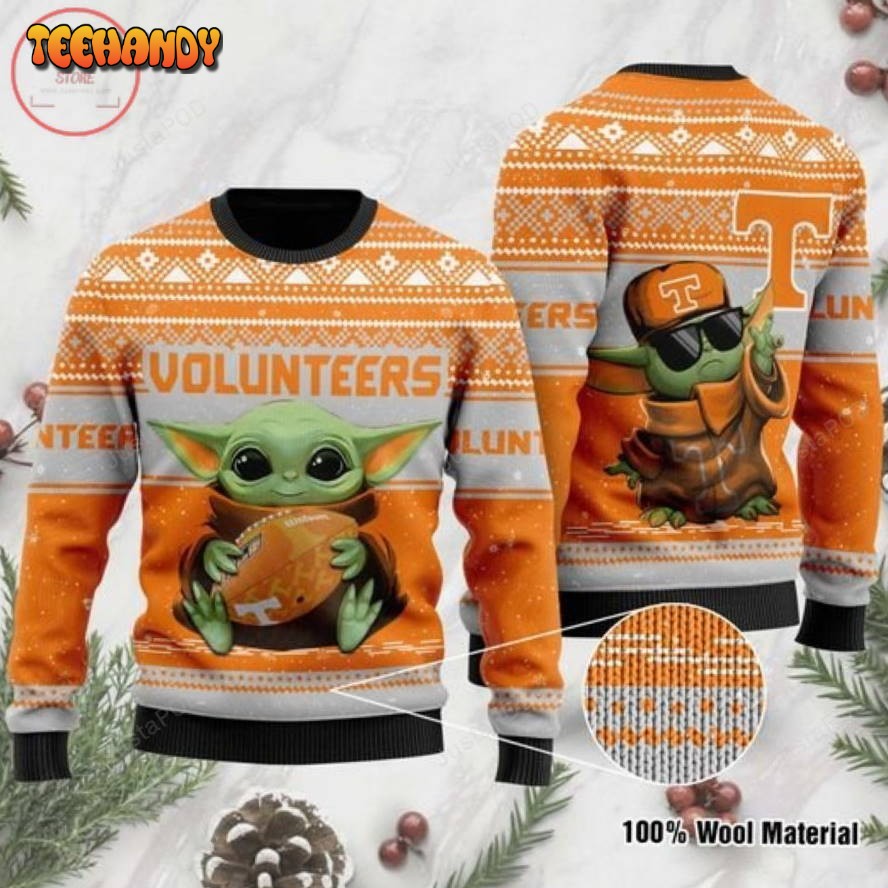 Baby Yoda Tennessee Volunteers Christmas For Yoda Lovers Ugly Christmas Sweater