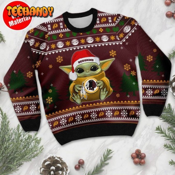 Baby Yoda Washington Redskins For Unisex Ugly Christmas Sweater