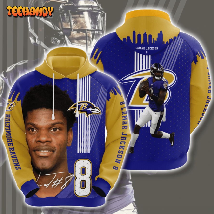 Baltimore Ravens Lamar Jackson 3D Hoodie Sweatshirt For Fans Men Women