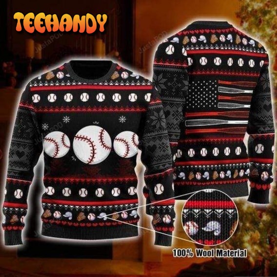 Baseball Flag Ugly Christmas Sweater, All Over Print Sweatshirt