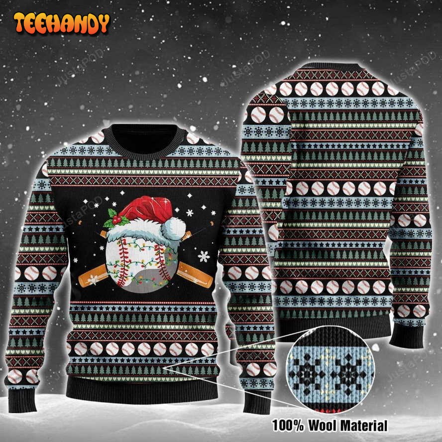 Baseball Ugly Christmas Sweater, All Over Print Sweatshirt, Ugly Sweater