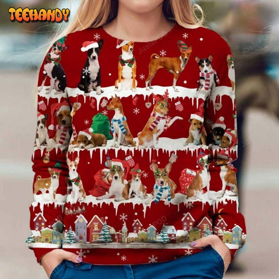 Basenji Snow Christmas Ugly Sweater, Ugly Sweater, Christmas Sweaters