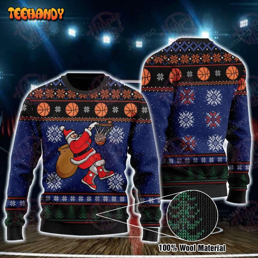 Basketball Santa Clause Ugly Christmas Sweater, All Over Print Sweatshirt