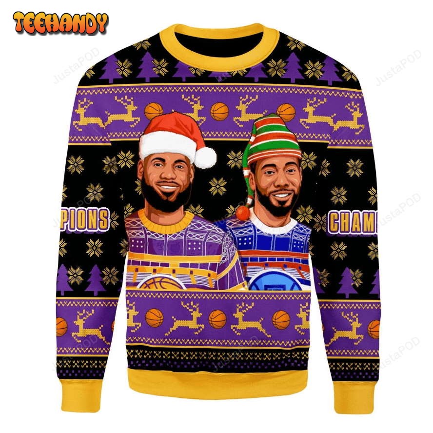 Basketball Ugly Christmas Sweater, All Over Print Sweatshirt, Ugly Sweater