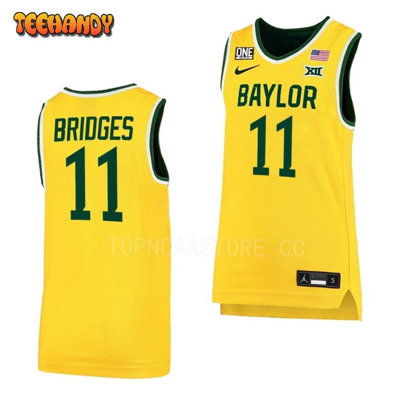 Baylor Bears Jalen Bridges 2023 Gold Alternate College Basketball Jersey