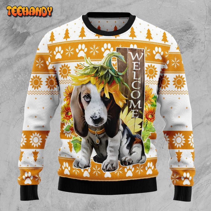 Beagle Sunflower Ugly Christmas Sweater, All Over Print Sweatshirt