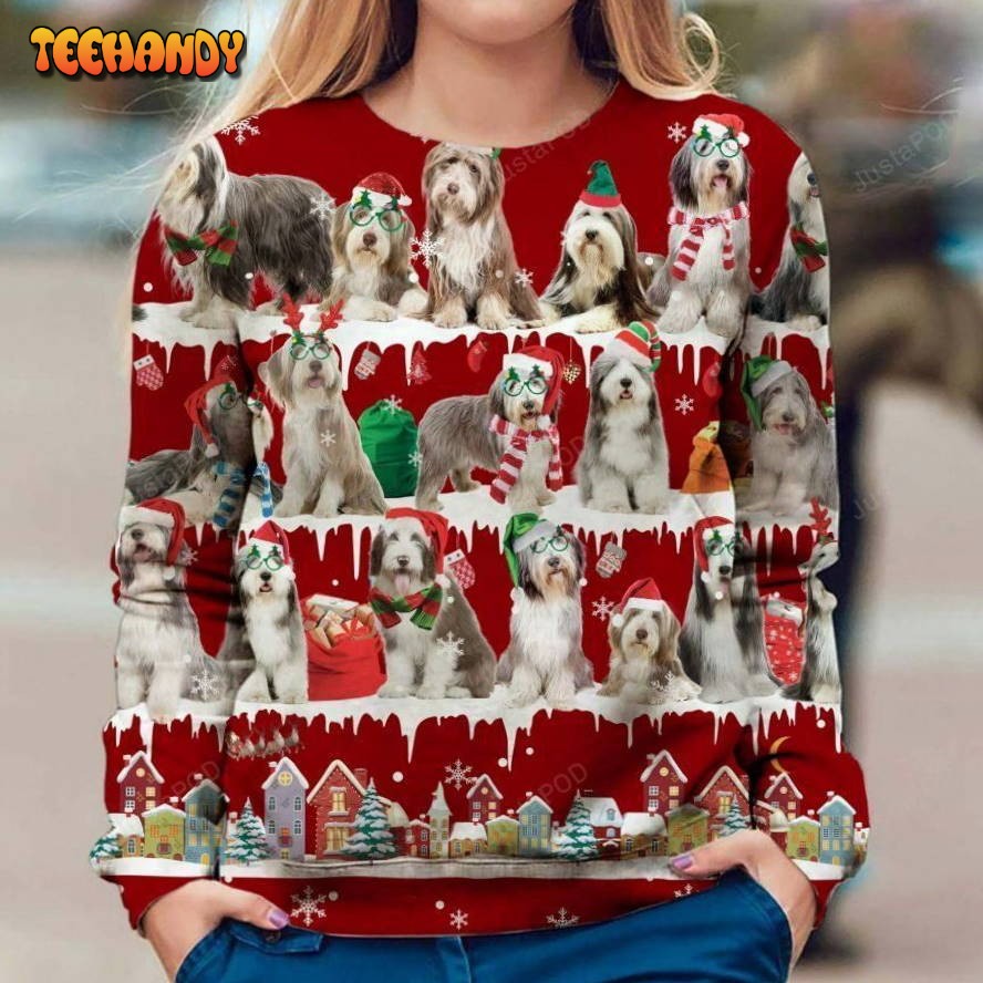 Bearded Collie Snow Christmas Ugly Sweater, Ugly Sweater