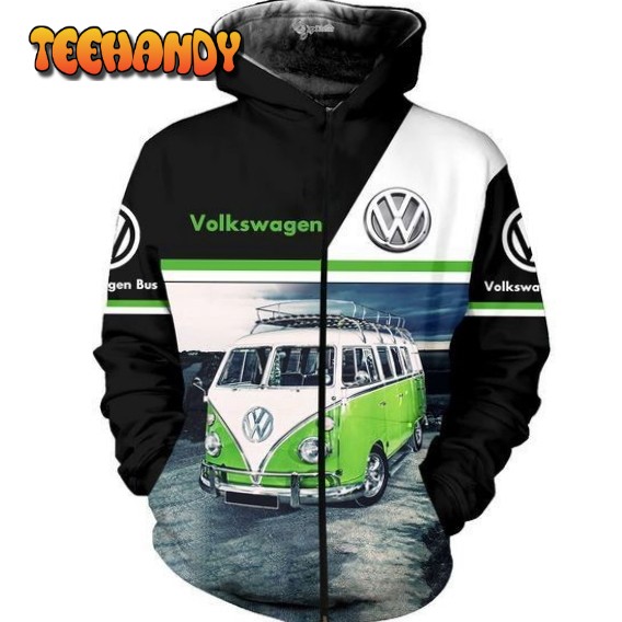 Beautiful Vw Bus Green Pullover And Zip Pered Hoodies Custom 3D Graphic