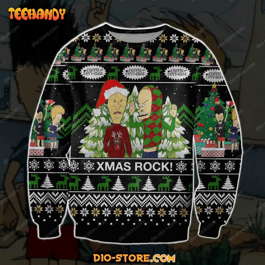 Beavis Butt-Head Ugly Christmas Sweater, All Over Print Sweatshirt